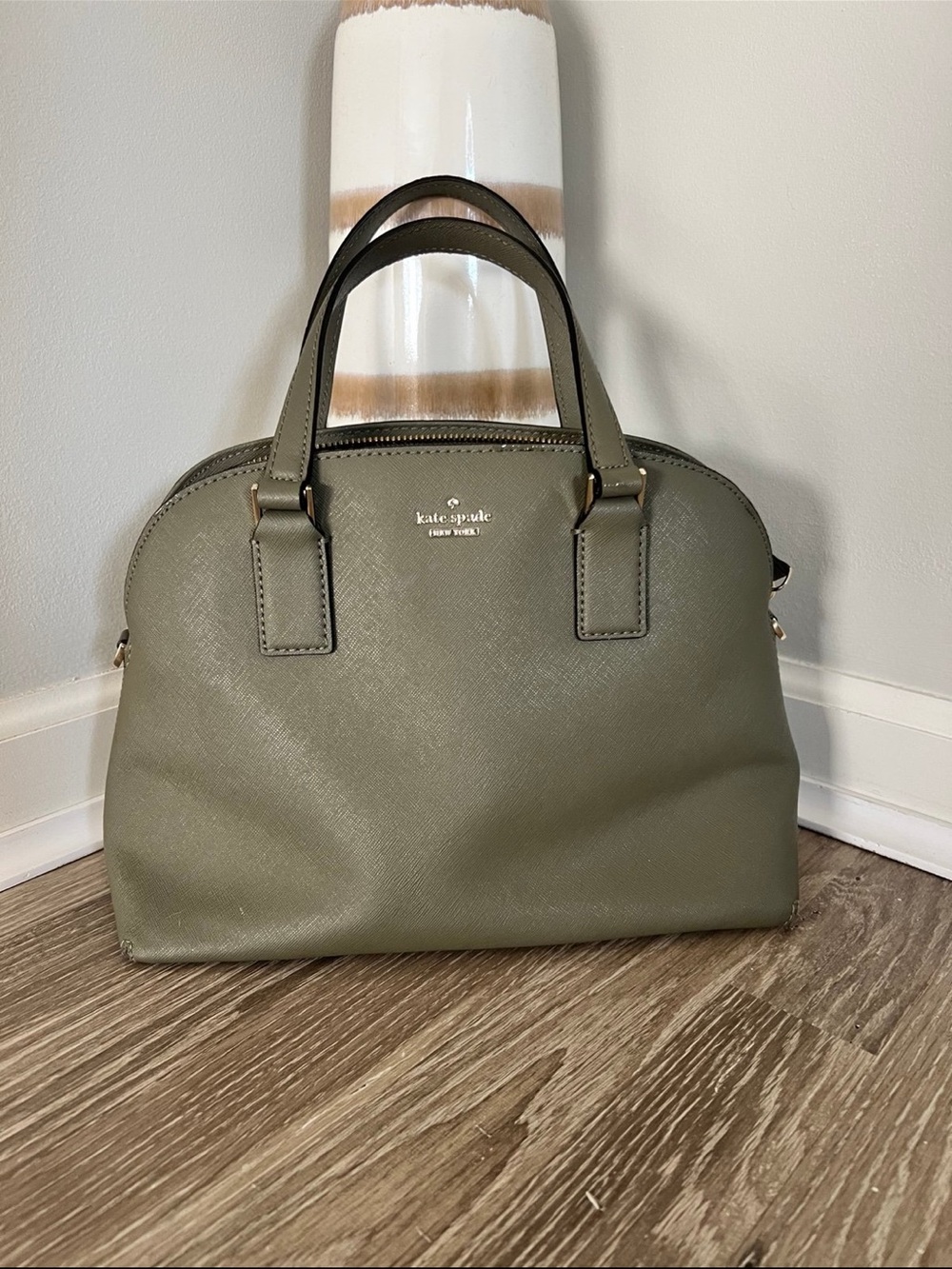 kate spade Olive Green Saffiano Dome Satchel